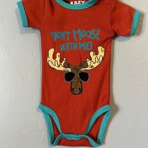 Lazy One Red and Teal Moose Bodysuit